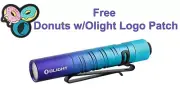 Olight I3T EOS Cyan Indigo 180 Lumens Flashlight & Donuts/Olight Logo Patch