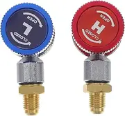 R134A Quick Coupler Adapter AC R134A High& Low Adjustable Quick Coupler Connector Adapter and AC Hose Fittings 1/4 SAE HVAC for Car