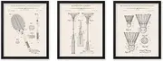 Poster Master 3-Piece Sports Blueprint Poster - Tennis Racket Patent Print - Badminton Racket Art - Shuttlecocks Art - Sports Art - Technical Drawing Art - Gym Wall Decor - 8x10 UNFRAMED Wall Art
