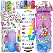 MOTYYA Decorate Your Own Water Bottle Kits for Girls Age 4-6-8-10, Unicorn Diamond Painting Crafts Toys & Friendship Bracelet Kit for Kids 4-12, Fun Arts and Crafts Gifts Toys for Girls Birthday