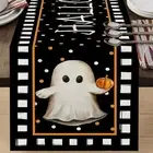Spooky Table Runner Halloween with Spider Web Pumpkin Print for Banquets Holiday