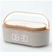 Rechargeable FM Radio LED Alarm Clock with 15W Wireless Charger,Bluetooth Speake