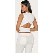 Petite Cream Open Back Sleeveless Top, Cream