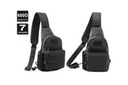 Men Shoulder Backpack Chest Bag Small Sling Cross Body Satchel Bag Outdoor - Black