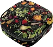 Period Bag,Sanitary Napkin Storage Bag,Colorful Fruits Vegetables,Tampon Holder for Purse