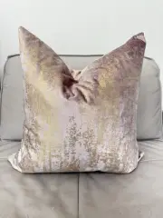 Soho Studio 23x23 Light Pale Pink Gold Metallic Foil Pattern Velvet Decor Pillow