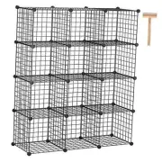 Wire Cube Storage Organizer, 12-Cube Metal Grids Storage, Storage Bins Black