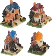 BRIGHTFUFU 4Pcs House Ornament Charming Figurines for Micro Landscape Decor for Succulent and Bonsai Arrangements and Safe Craftsmanship