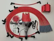 small cap BUICK 350 HEI Distributor + 50k RED COIL + 8mm SPARK PLUG WIRES USA