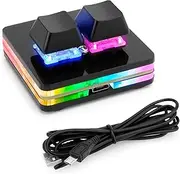 Ecarke Black 2-Key Gaming Keyboard USB Mini 2-Key Keyboard Mechanical Gaming PC Keyboards, Programming Macro with Software OSU HID Standard Keyboard(Upgrade Cherry Shaft & RGB LED)