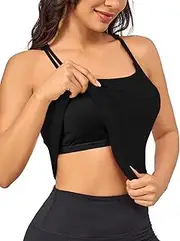 [Kuesfkteis] Women's Workout Yoga Racerback Tank Tops with Built in Shelf Bra Tank Tops for Women 2024 Summer Sleeveless Cami Shirts