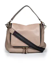 Brown Leather Maxi Zip Crossbody Bag