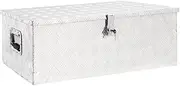 Heavy Duty Aluminum Tool Box for Pick Up Trucks, Aluminium Transport Box, Trailer Box, Truck Box, Aluminium Case, Storage Organizer with Lock & Keys, Silver 90x47x33.5 cm