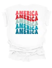 Trenz Shirt Company Womens Cute America Stacked Groovy Short Sleeve T-Shirt