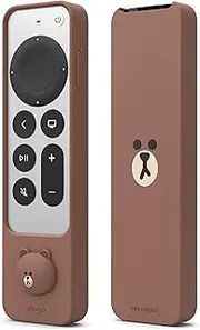 elago | LINE Friends Slim Case Compatible with Apple TV 4K HD Siri Remote 3rd Generation (2022) 2nd Generation (2021) - Slim & Light Weight, Scratch-Free Silicone, Shock Absorption (Brown)