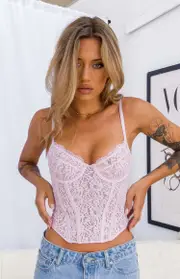 Louisa Pink Lace Corset Top