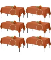 6 Pcs Rectangle Tablecloth Washable Polyester Table Cloth Stain and Wrinkle