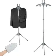 Garment Steamer Rack & Garment Ironing Glove for Clothes,Adjustable Steamer Stand for Clothes,Adjustable Garment Hanger Standing,Foldable Iron stand with Ironing Glove for Steaming Clothes(32-63 Inch)
