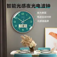 在飛比找Yahoo!奇摩拍賣優惠-TIMESS夜光電波鐘表掛鐘客廳家用時尚2021新款掛墻靜音