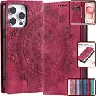For iPhone 16 15 14 13 12 11 Plus Pro Max XS Case Leather embossing Wallet Cover