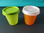 Tupperware Tupper Minis Midgets Set of 2 Orange And Green