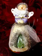 Snow Lady Christmas Angel with Mini Tree mirrored with Twinkle Stars