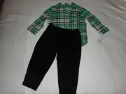 CARTERS 2 PIECE BABY INFANT BOY PANTS & FLANNEL BUTTON UP SHIRT - SIZE 12 MONTHS