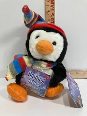 NWT RUSS Shining Stars Penguin 8" Black & White Plush with Sealed Code Stuffed