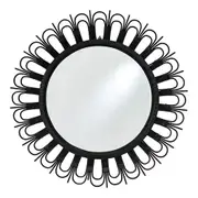 Bamboo Metal Glass 100cm Mirror Mali Round Wall/Tabletop Home/Office Decor Black