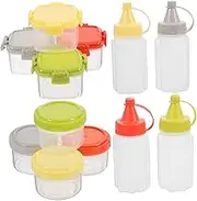 iplusmile 1Set Mini Squeeze Bottles Transparent Sauce Containers with Squeeze Bottles Storage Boxes for Seasoning Condiments and Cheese Slices