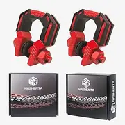 HASHENTA 3/4" D Ring Heavy Duty Shackles 88000LBS Break Strength with 7/8" Pin and Anti Theft Security Screws Isolators Washer Kit for 4x4 Off-Road Recovery Towing Winch Accessories(Red)