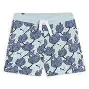 Puma Essentials+ Blossom Drawstring All Over Print Shorts Youth Girls Blue Casua