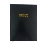 2025-2026 Financial Year Diary OzCorp A4 Day to Page Black FD57