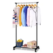 Clothes Rack Adjustable Garment Rail Rolling Coathanger Stand Dryer Wheel