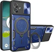 [FORZARMOR] for Motorola G75 5G (6.8 Inch) Case Shockproof with Back Camera Slide Window Cover, Ring Kickstand Armor Military Rugged Cover (for Moto G75 5G, Blue)