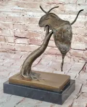 Abstract Surrealist Multi Color Patina Melting Clock by Salvador Dali Bronze Sta