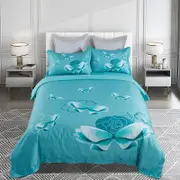 Fabric Fantastic Super King Size Butterfly Green Quilt/Doona/Duvet Cover Set