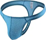 [Wayonge] Mens Thongs Breathable and Comfortable G-String Low Waist Solid Color Nylon Mesh Underwear