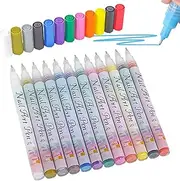 Nail Painting Pens, 12-Color Acrylic Drawing Set, Waterproof and Smudge-Proof, 0.5mm Precision Tip, for Toes, Thin Detail, Graffiti, Designs, 5.31x4.72x0.51 inches
