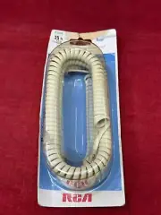 NOS Phone 25ft Foot Phone Handset Coil Cord Off White VTG RCA TP282AN Telephone