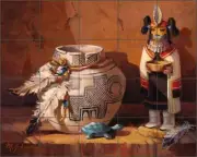 Southwest Tile Backsplash Maxine Johnston Native Art Ceramic Mural RW-MJA017