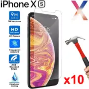 10pcs Tempered Glass 9H Guard screen protector for Apple iPhone Xs front