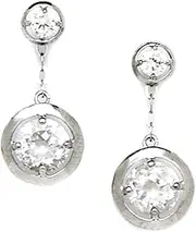 [JewelryWeb] 14k White Gold CZ Simulated Diamond Fancy Drop Screw Back Earrings 21x10mm Stud Earring for Women
