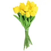 20pcs Tulips Artificial Flowers, Faux Flowers Fake Tulip Stems(Yellow)