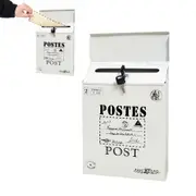 Locking Metal Mailbox Wall Mounted Key Lock Drop Mail Box Pastoral Style