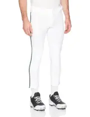 Alleson Adult Relaxed Fit Open Bottom Baseball Pants W/Braid - White/Dark Gre...