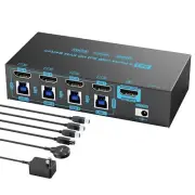 8K HDMI 2.1 KVM Switch 4 Computers 4 Port USB 3.0 8K@60Hz/4K@144Hz 4 in 1 Out Ke