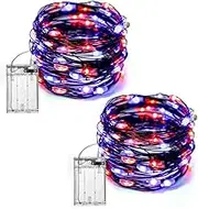 (2 Pack) Orange Purple Halloween Lights, T Tersely Fairy Christmas LED String Light AA Battery Operated, 20M / 200LED Waterproof Indoor Outdoor Lights for Xmas Tree Wedding Party Garden Decoration