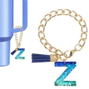 Letter Charm for Stanley Tumbler Cup Initial Z Charm Accessories Keychain Blue