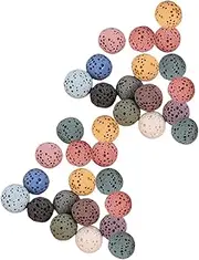 YOSADIER 33pcs : Small 10mm Essential Oil Diffuser Beads - Design Round Fragrance Stones for Car Office and Bedroom - Colored Lava Beads Decors